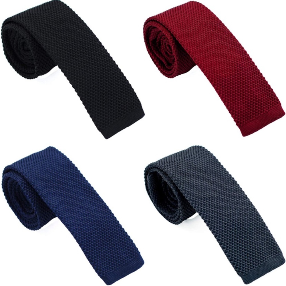 4 for $10 Skinny Knit Ties Red Blue Gray Blk